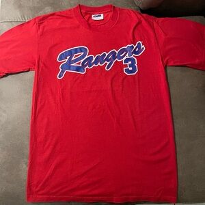 Vtg 2001 Texas Rangers MLB A-ROD T Shirt  Spell Logo Lee VF CSA LARGE